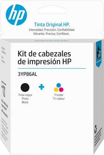 Kit de Cabezales de Impresión HP GT 3YP86AL | Tricolor + Negro | Original HP | Para HP GT5810 / GT5820 / GT5822 | 1 Kit (2 Cabezales) | SKU 3YP86AL