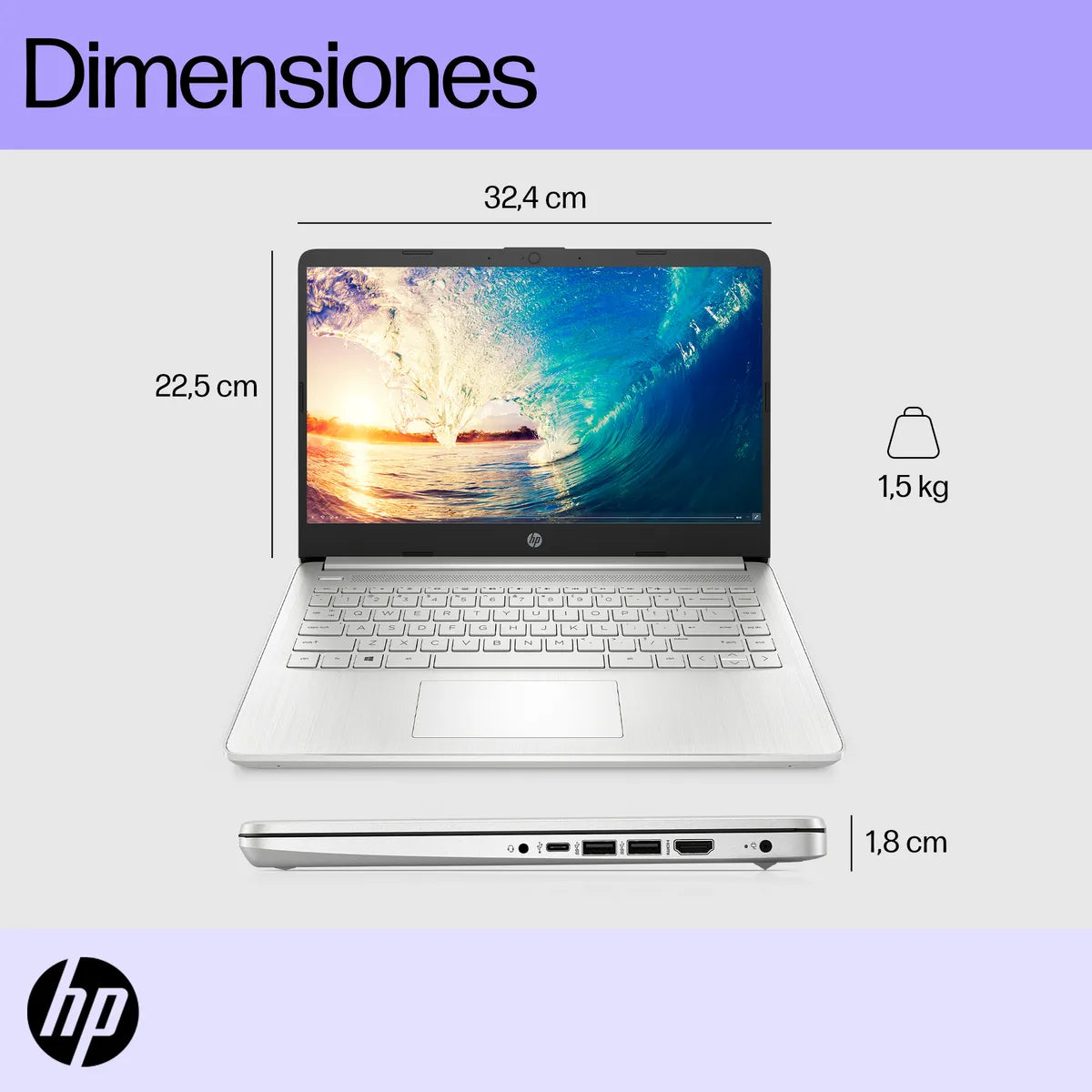 HP Notebook 14", Intel Celeron N4120, 4GB RAM, 128GB SSD, Intel UHD 600, Windows 10 Home