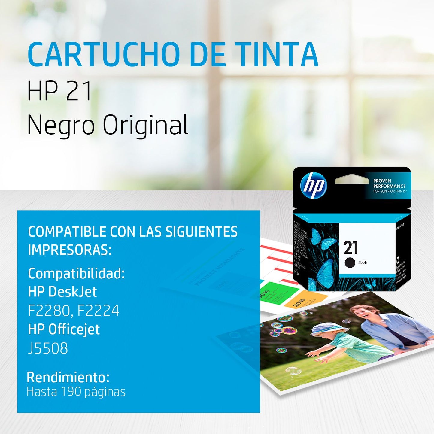 C9351AL Cartucho HP 21 Negro Original, 190 Paginas