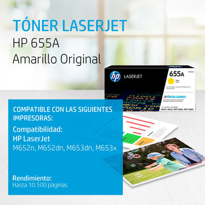 Tóner HP 655A Amarillo CF452A | Original para HP Color LaserJet Enterprise M652, HP M653