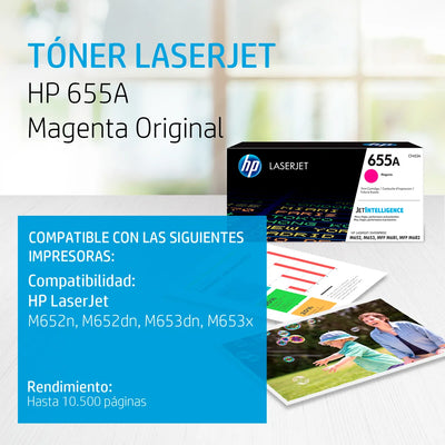 Tóner HP 655A Magenta CF453A | Original para HP Color LaserJet Enterprise M652, HP M653