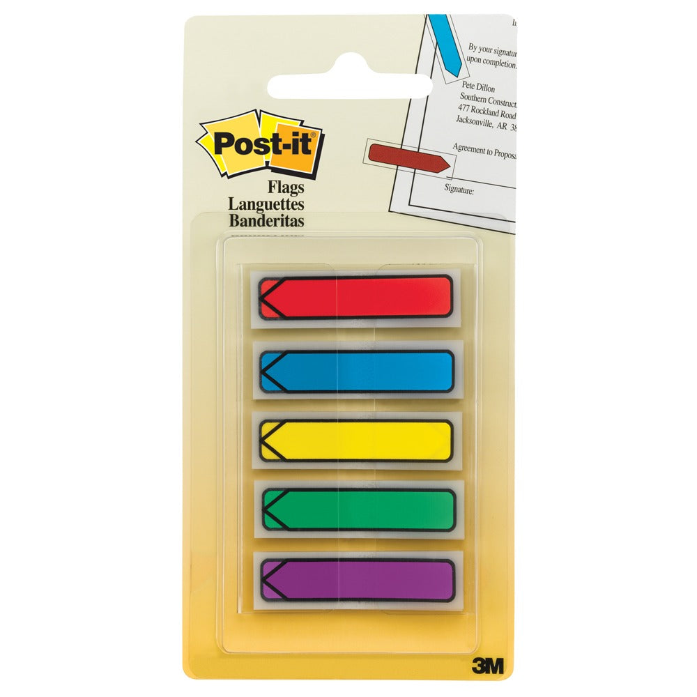 Banderitas Adhesivas POST-IT de Flecha, Neón - Estuche con 5 Blokcs