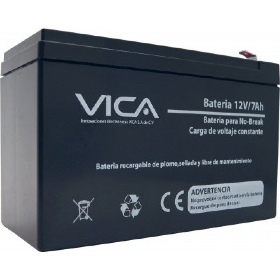 VICA Bateria 12V / 7AH, batería de reemplazo para todo tipo de No-Break, Voltaje Nominal 12V y Capacidad Nominal de 7AH