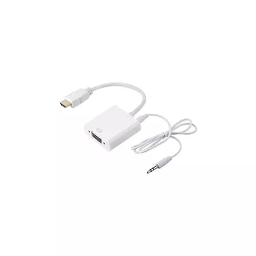 Convertidor HDMI Macho A VGA Hembra + Audio, Blanco BROBOTIX