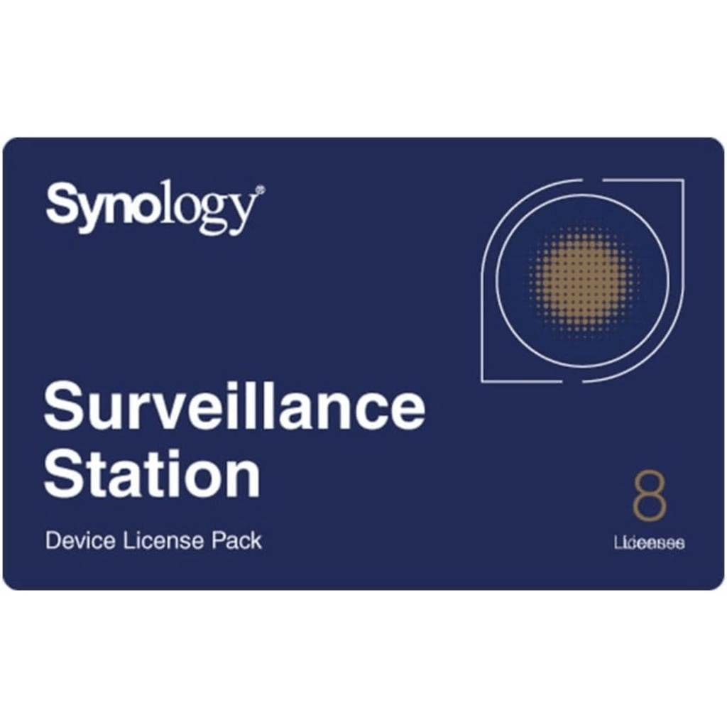Licencia Surveillance Station Synology CLP8-E | 8 Dispositivos Adicionales | Cámaras IP + Módulos E/S + Altavoces + Control Acceso | $2,516/Licencia | Migrable entre NAS | CMS Multi-Sede | SKU CLP8-E