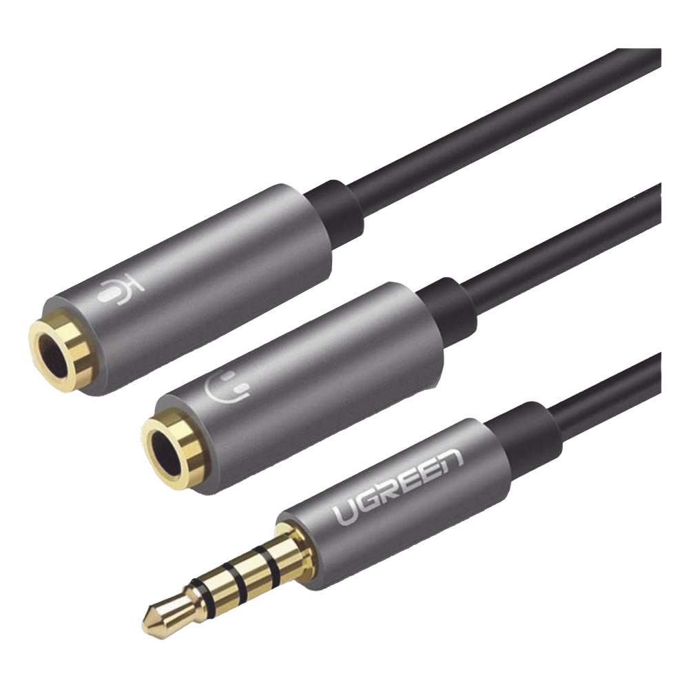 Divisor Audio 3.5mm en Y UGREEN | Separa Micrófono y Auriculares | Headset Gaming PC HyperX Razer SteelSeries | CTIA TRS | Laptop Jack Único | Cobre TPE Aluminio | SKU 30619