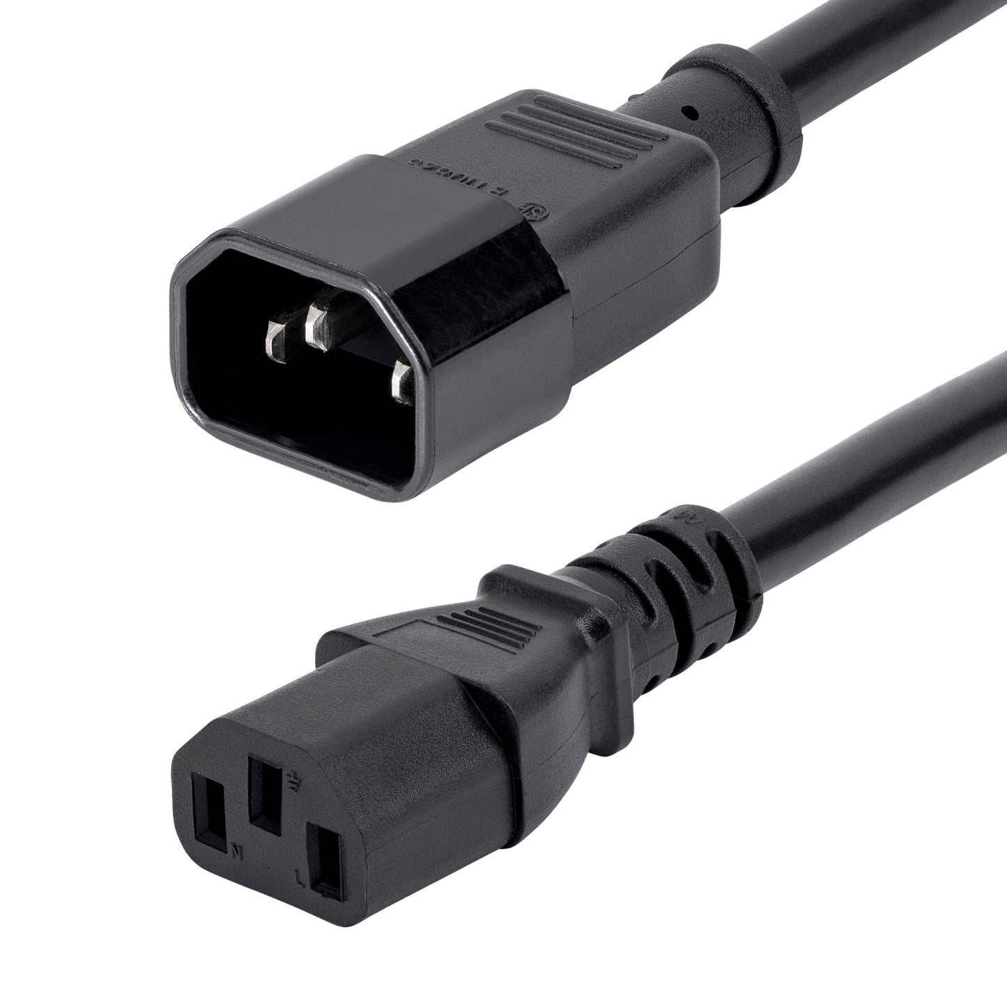 Cable de 1m de extensión STARTECH - IEC 320 C14 a IEC 320 C13 Negro - 15A 125V - 14AWG - Cable de Corriente de Servicio Pesado - Cable Extensor de Alimentación - UL