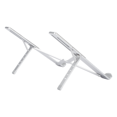 Soporte Portátil de Aluminio para Laptop / Amplia Compatibilidad de 11-17.3" / Ajuste de Altura 46.5 mm-136.5 mm / Capacidad de carga de 5 kg / Diseño Plegable / Material de Aleación de Aluminio + Silicona.