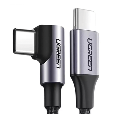 Cable USB-C a USB-C | 1 Metro (3.28 Pies) | Conector con Ángulo Recto de 90° | Carga Rápida de hasta 60W | 480 Mbps | PD3.0 | QC4.0/3.0/2.0 | FPC | AFC | Protección Integrada | Caja de Aluminio | Nylon Trenzado | Color Negro