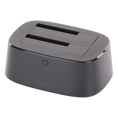 Dock Doble Bahía UGREEN 50854 | USB 3.0 + UASP | SATA 2.5″+3.5″ | Clonación Offline sin PC | 12TB/bahía | LED Progreso | 12V/3A | Migración HDD→SSD | SKU 50854