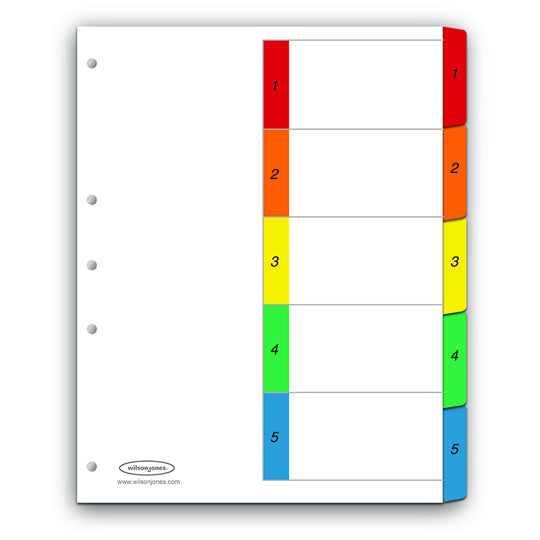 Separadores Wilson Jones Tamaño Carta, con Cejas de colores - 5 Divisiones
