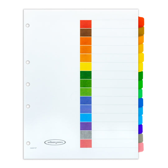 Separadores Wilson Jones Tamaño Carta, con Cejas de colores - 15 Divisiones
