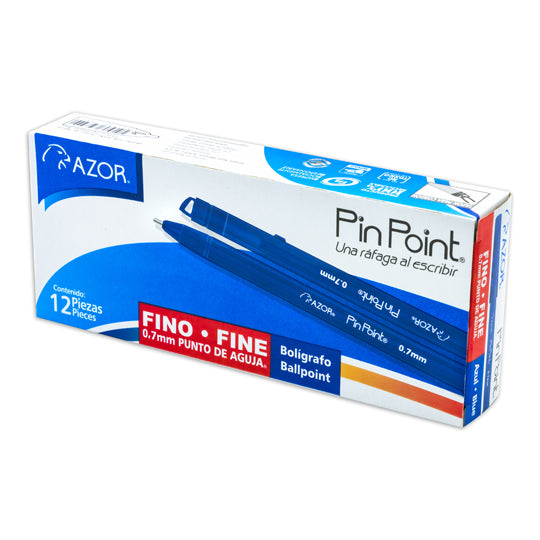 Bolígrafo Pin Point Punto Fino 0.7 mm, Azul - Caja con 12 pzas