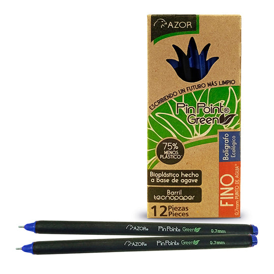 Bolígrafo Pin Point Ecologico Punto Fino 0.7 mm, Azul - Caja con 12 pzas