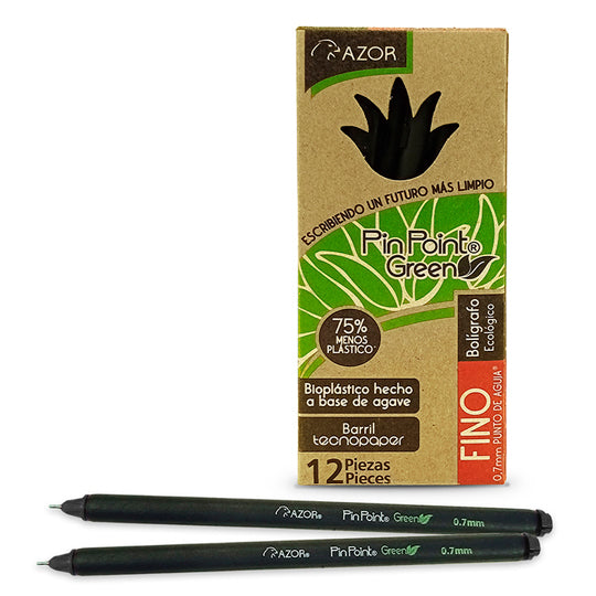 Bolígrafo Pin Point Ecologico Punto Fino 0.7 mm, Negro - Caja con 12 pzas