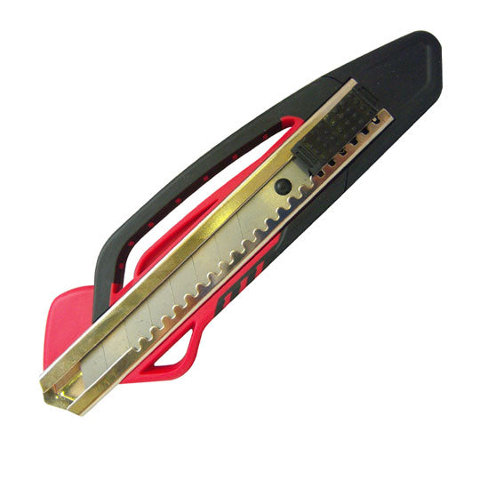 Cutter con alma metálica, grande CORTY de 18mm color rojo, naranja y amarillo - caja con 12 piezas
