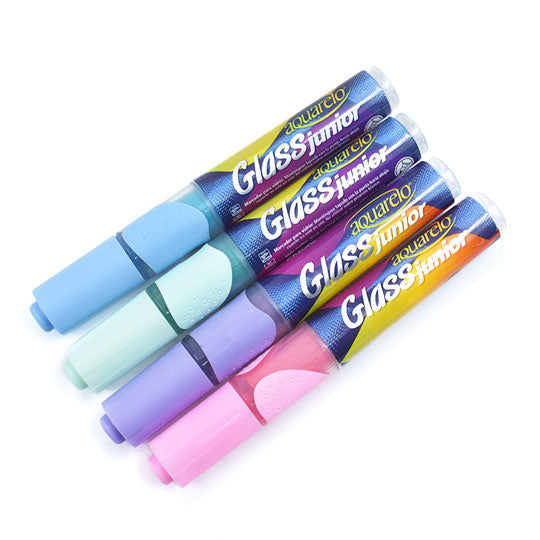Marcador para vidrio Aquarelo Glass Jr. AZOR colores pastel - caja con 4 piezas