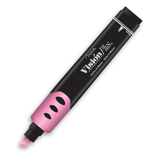 Marcatexto Vision Plus Punta Cincel 6mm, Rosa Pastel - Caja con 12 Piezas