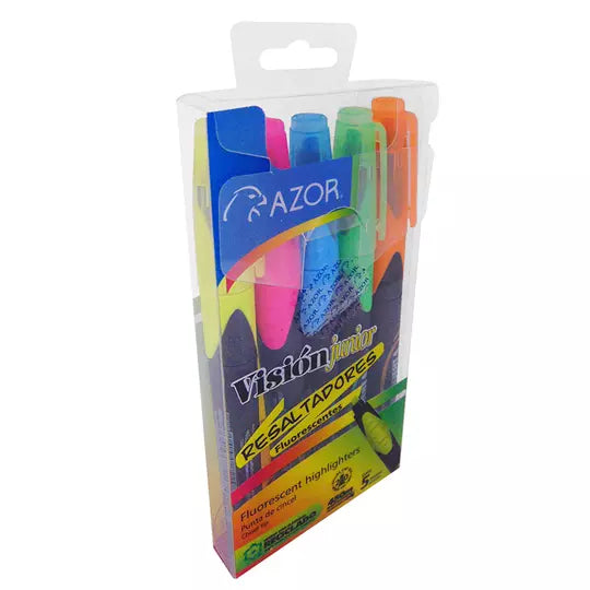 Resaltador de texto Vision Junior cincel4mm colores surtidos empaque con 5 pzas