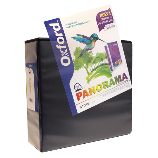 Carpeta panorámica OXFORD herraje D 4 pulgadas color negro tamaño carta
