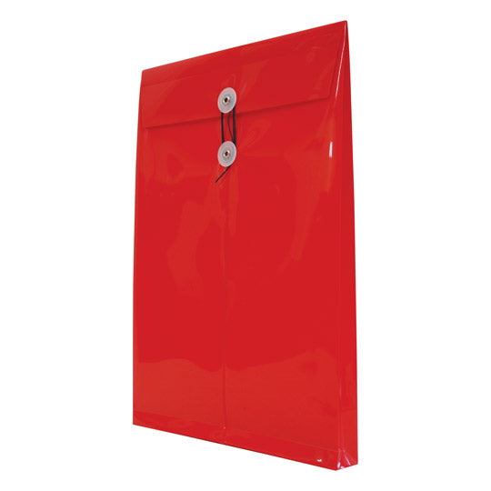 Sobre porta documentos OXFORD color rojo opaco cierre con hilo, tamaño oficio vertical