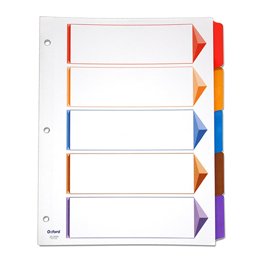 Separadores Oxford Tamaño Carta, con Cejas de colores - 5 Divisiones