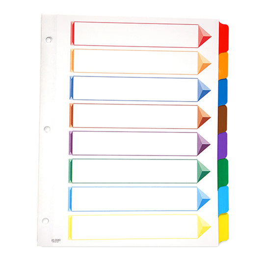 Separadores Oxford Tamaño Carta, con Cejas de colores - 8 Divisiones