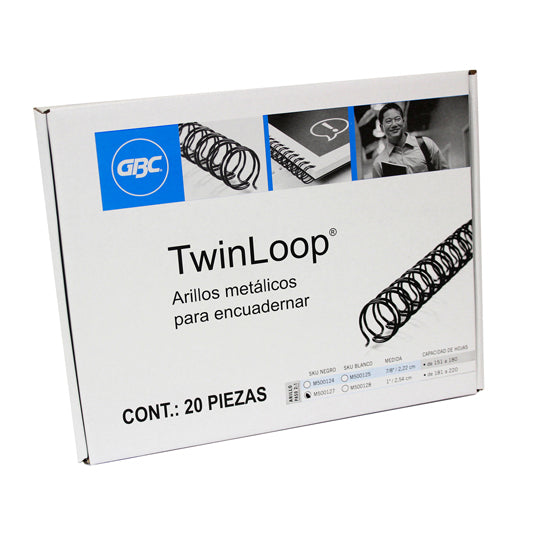Arillos Metalicos Twin Loop 1" Negro - Caja con 20 Piezas