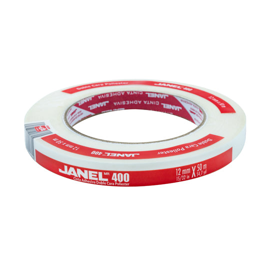Cinta Adhesiva Doble Cara Janel Blanca de 12mm x 50m - 1 pieza