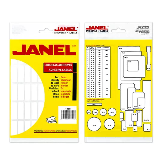 Etiqueta blanca JANEL clasica no. 6 con900 etiquetas de 13x38mm