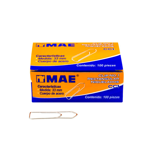 Clip MAE Rectangular no. 1 - caja con 100 piezas