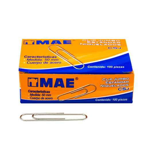 Clip MAE Estándar Jumbo - caja con 100 piezas