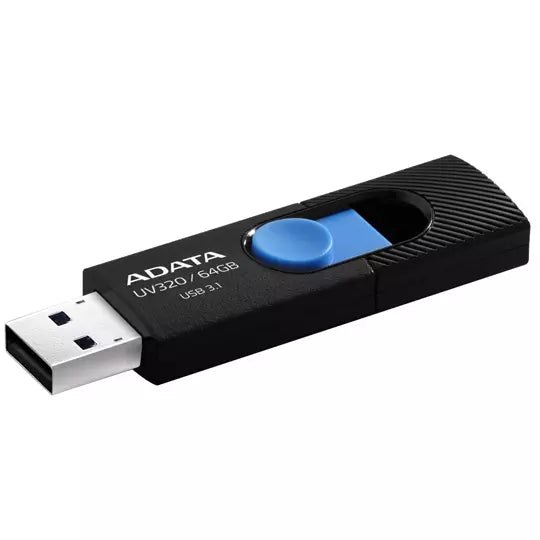 Memoria USB Adata Uv320, 64GB, USB 3.0, Color Negro/Azul