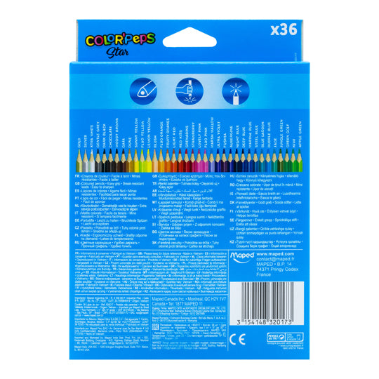 Lápices de color MAPED triangulares 36 piezas