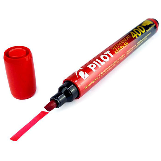 Marcador permanente 400 PILOT punta cincel color rojo