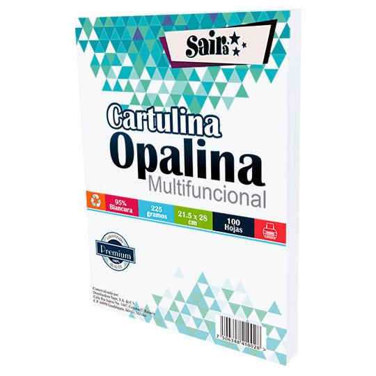 Cartulina opalina blanca tamaño carta blancura 95% 225g