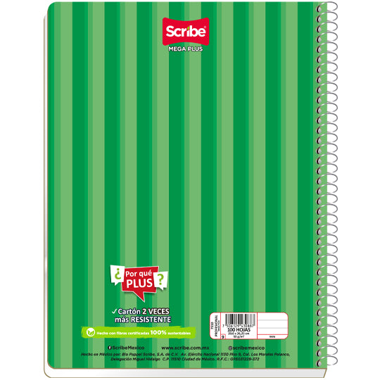Cuaderno forma francesa mega plus SCRIBE cuadro grande 7 mm 100 hojas