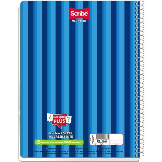 Cuaderno profesional mega plus SCRIBE cuadro chico 5 mm 100 hojas