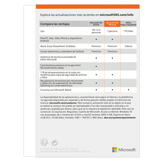 Microsoft 365 Personal, Caja - 1 Año