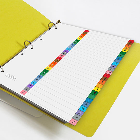 Separadores Alfabético Acco Tamaño Carta, con Cejas de colores - A-Z Divisiones