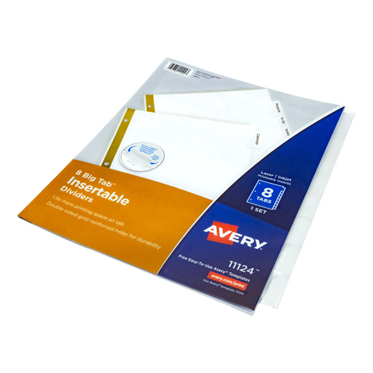 Separadores Avery Tamaño Carta, Blanco - 8 Divisiones