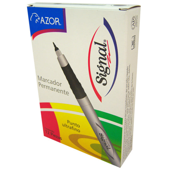 Marcador permanente ultra fino Signal AZOR 0.5 mm negro - caja con 12 piezas