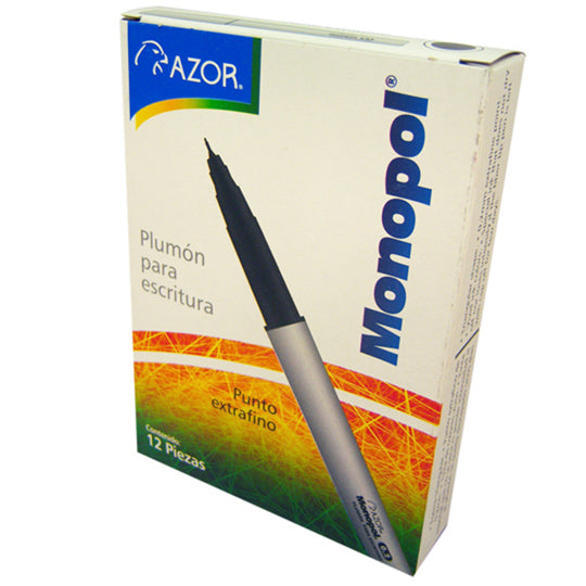 Plumón Monopol Extra Fino, Negro - Caja con 12 Piezas