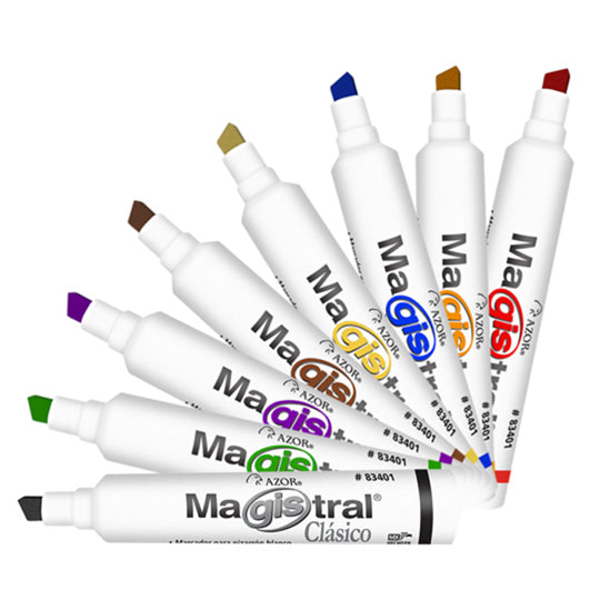 Marcador para pizarrón Magistral Clásico AZOR colores surtidos - caja con 8 piezas