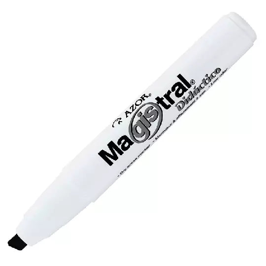 Marcador Magistral Didáctico punta cincel 6 mm color negro caja con 12 piezas