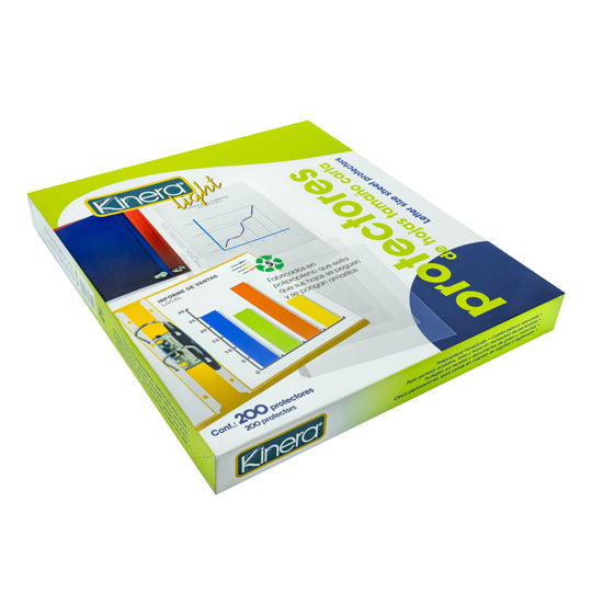 Protector de Hojas Kinera Tamaño Carta, Traslucido - Caja con 200 Piezas