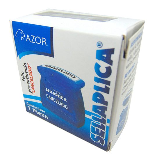 Sello Azor Pre-Entintado Color Azul, Texto "Cancelado" - 1 Pieza