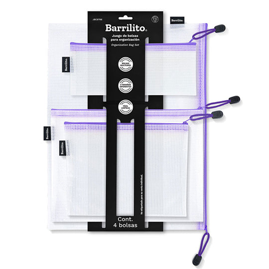 Juego de Bolsas Barrilito Multiusos de Plástico - Paquete de 4 Piezas