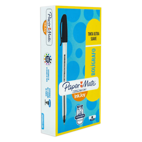 Boligrafo Kilometrico Punto Mediano Negro  - Caja con 12 Piezas