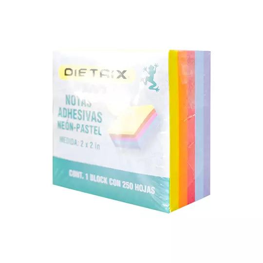 Notas adhesivas DIETRIX neón y pastel de2X2 pulgadas y 250 HOJAS